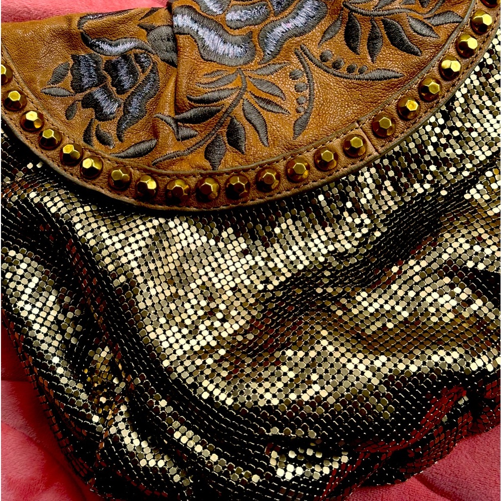 Rare Gold Mesh Isabella Fiore Hobo-Style shoulder bag